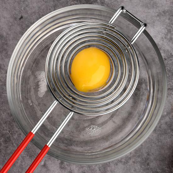 Сепаратор для яиц с длинной ручкой из нержавеющей стали для выпечки, фильтр для просеивания яичного белка и желтка, кухонный инструмент для разделения яиц