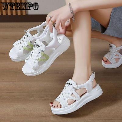 Сандалии женские летние женские туфли на толстой подошве с полыми кексами модные повседневные спортивные туфли на плоской подошве белые туфли