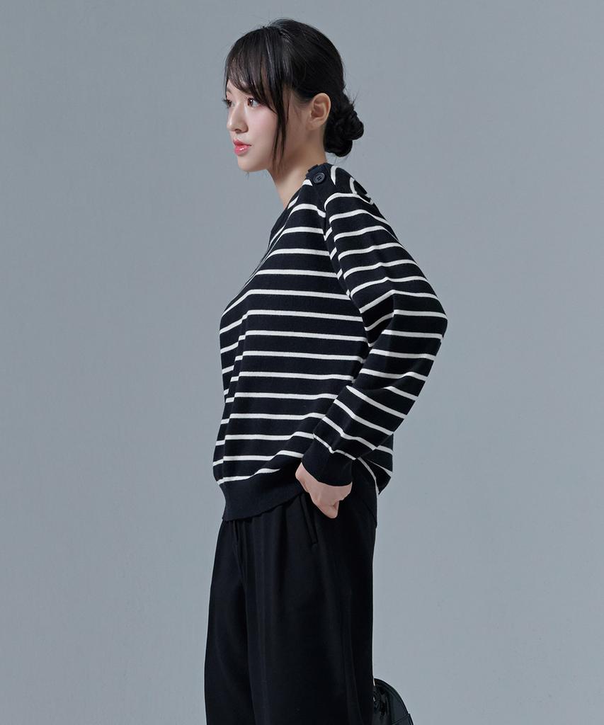 CHASECULT Women'S Button-Detail Striped Sweater-Cfrg5271D03