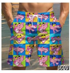 Men's Summer Shorts, Pink Leopard Grid Swimsuit, Hawaiian Beach Shorts, Men's Clothing