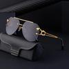 New Rimless Sunglasses Pilot Fashion Metal Frame Women Men Large Round Sun Glasses for Female Male Gradient Traveling Oculos