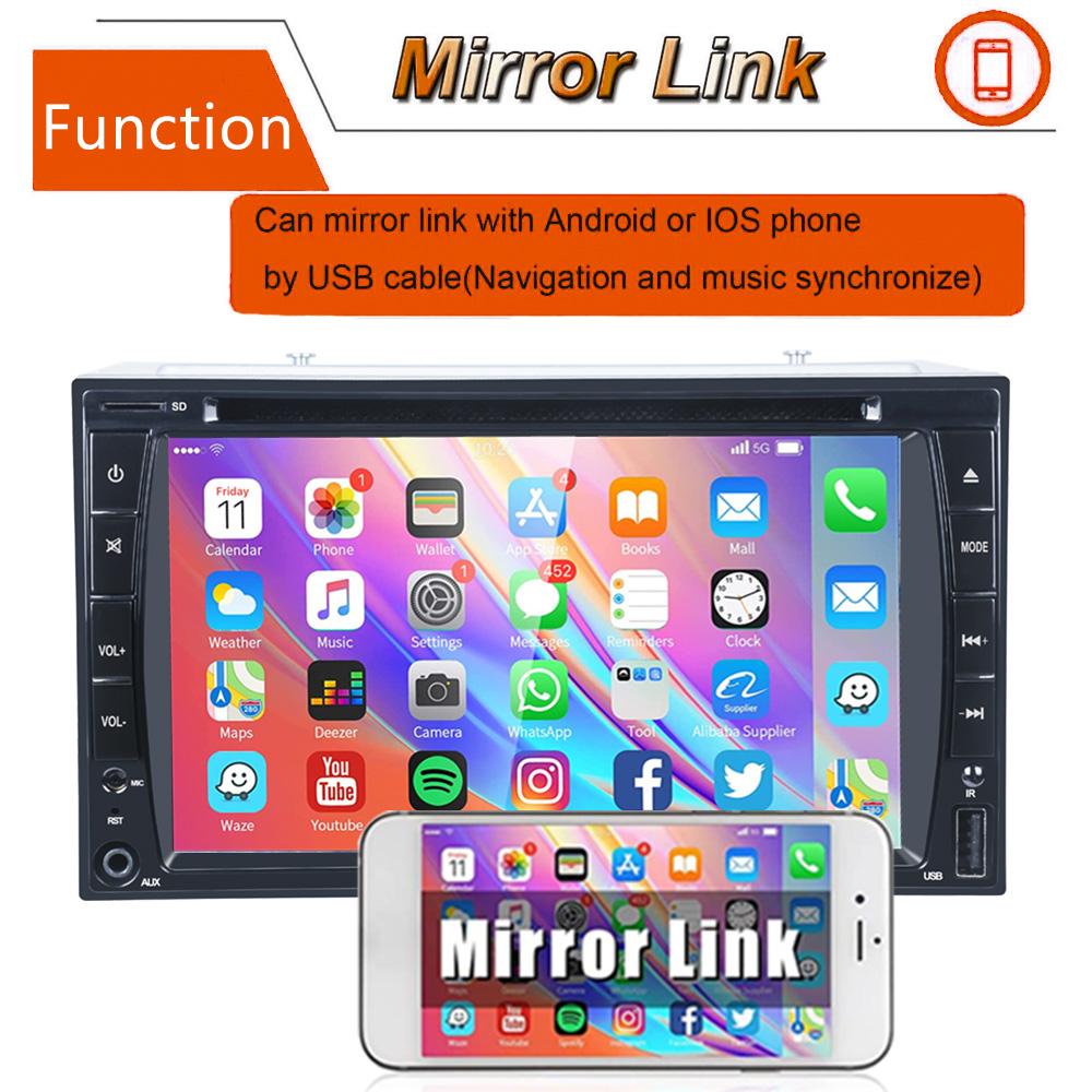 2Din 6.2'' с DVD-радио для автомобиля, автомобильный мультимедиа, дюймовый FM Bluetooth, управление на руле, функция зеркала заднего вида