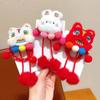 Ponytail Holder New Year Hair Rope Tassel Plush Elastic Hair Band Lion Awakening Headwear  Female