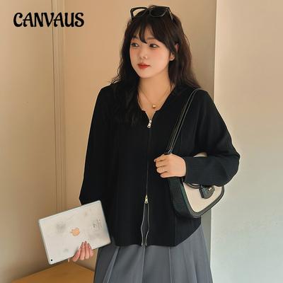 Женская куртка больших размеров с капюшоном и двойной молнией, осенний свободный вязаный кардиган