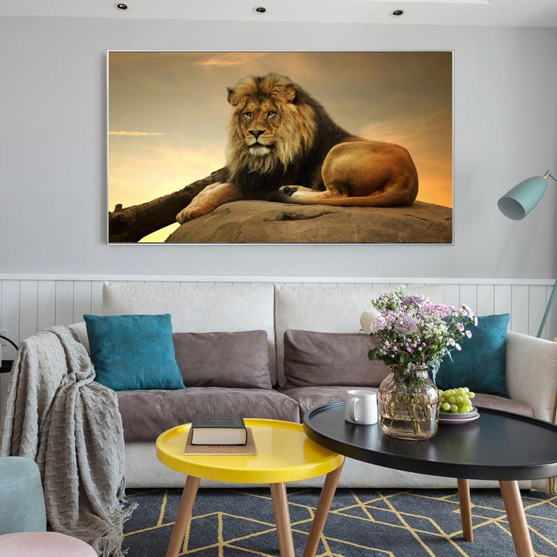 Современные постеры и принты с животными, настенная живопись на холсте, настенные картины со львом для гостиной, украшения дома, безрамные