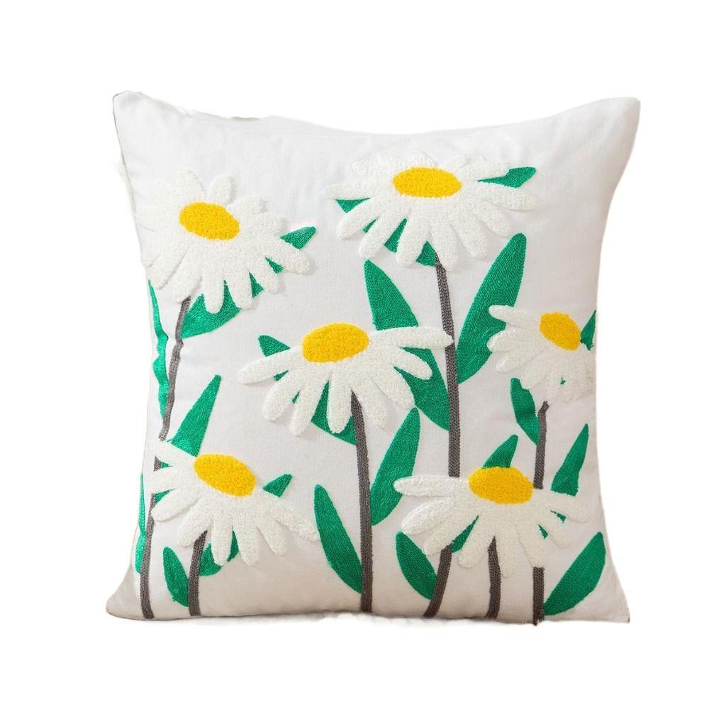 Pastoral Style Flower Pattern Pillowcase Embroidered Flower Cushion Cover Living Room/Office