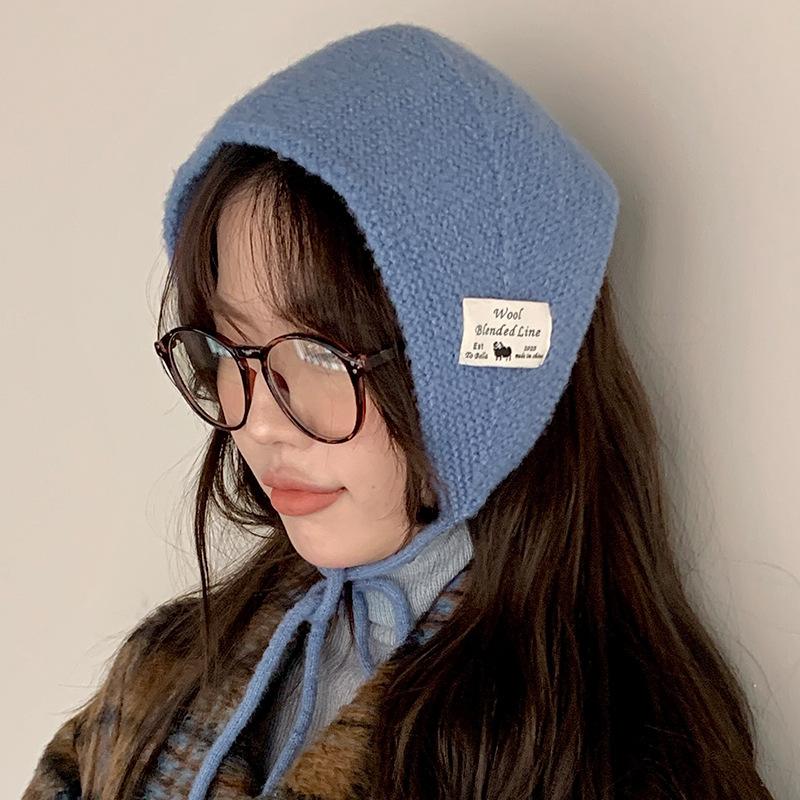 Versatile headscarf Women's autumn and winter Versatile face Small warm ear protection Knitted hat Ear protection Wool hat Little Red Riding Hood