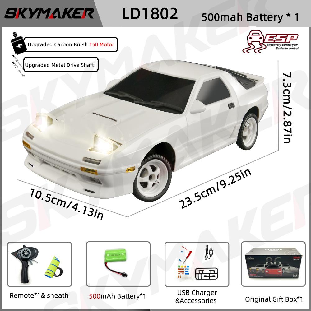 Skymaker Ae86 Модель Ld1801 Rx-7 Fc Ld1802 1:18 Дрифт Машина на Радиоуправлении 1/18 2.4G Пульт Управления ESP Гироскоп Светодиоды Мини Гоночная Машина на Радиоуправлении Игрушки
