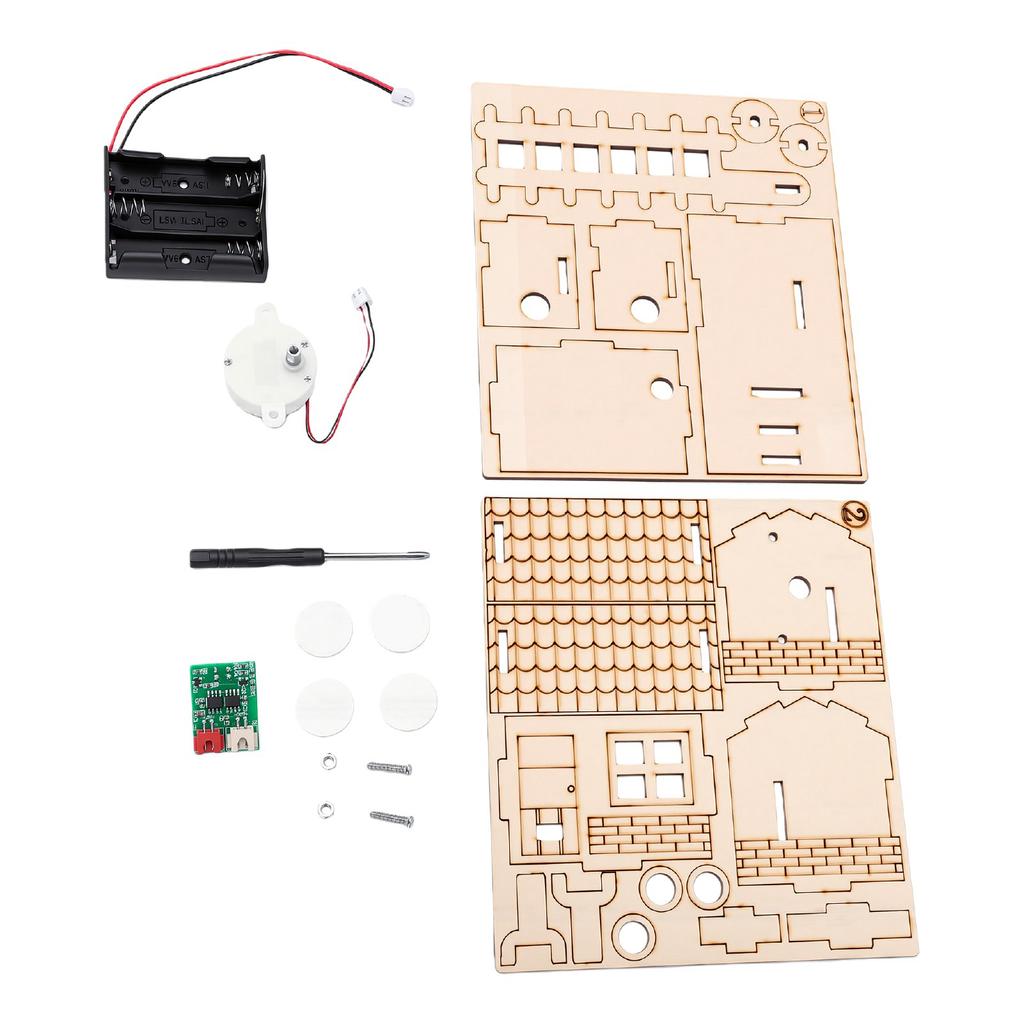 Wooden Automatic Barrier Toy STEM Educational Infrared Sensing DIY Wooden Model Kit