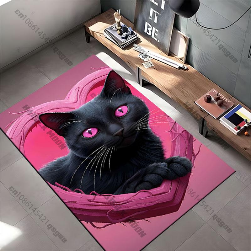 Cat love vibrant pink mood carpet Yoga living room room decor children's crawling mat doormat area rug games mat