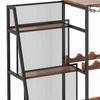 US Wine Rack Freestanding Floor Wine Bar Cabinet 3-Tier Floor Liquor Bar Cabinet With Fences & Glass Holder For Home Kitchen Bar