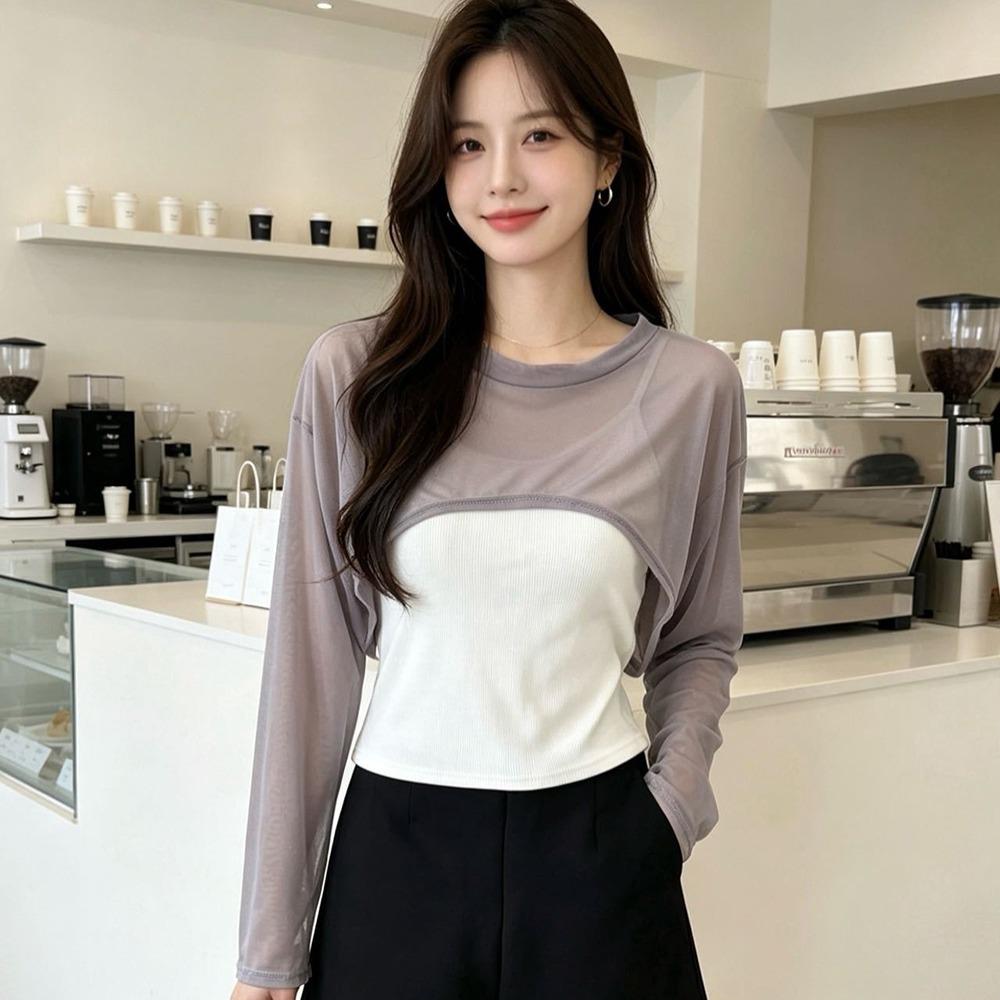 Casual Sun Protection Cover Up Mesh Chiffon Layering Top Stretchy Arm Sleeve Cover Sports