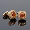 Men's Gold Square Zircon Rhinestone Cufflinks - 1 Pair