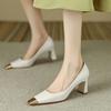 Shoes for Women 2024 Pumps Ladies Summer Footwear High Heels Square Toe Evening Formal On Heeled Fashion White Beau Today Trend