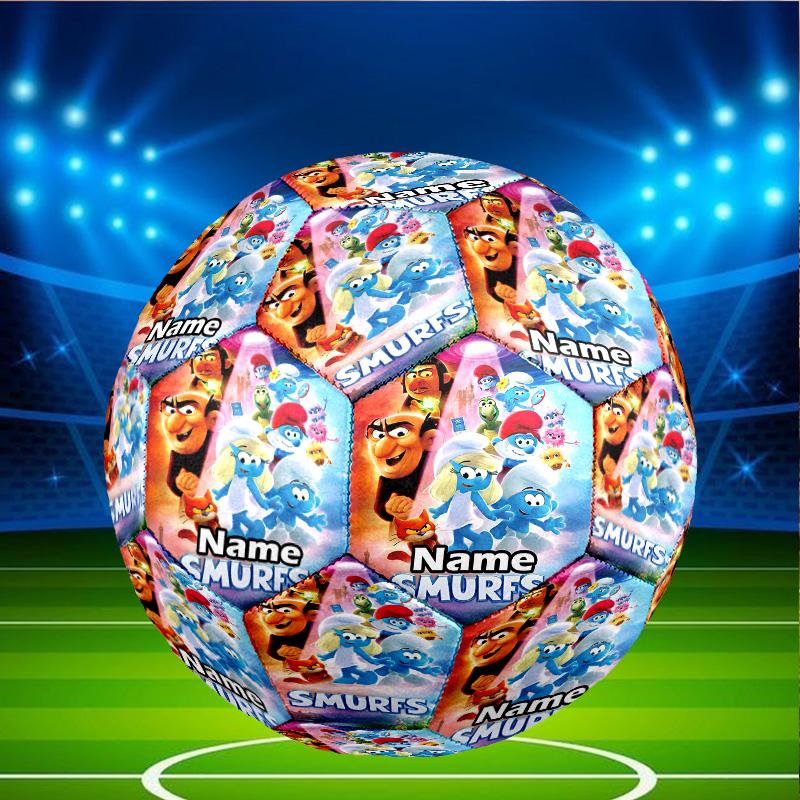Custom Name Personalized Blue Smurfs Print Size 5 Soccer Ball Training & Match Football, for Team, Kicking, Gift for Football