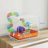 Hamster Cage with Tunnel, Bowl, Water Bottle, House, Ramp, Exercise Wheel, Removable Tray, 46x30x37 cm, Orange