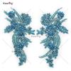 Customize Shoulder Charming Clear Crystal Beaded Bodice Rhinestone Applique Patch for Party Wedding Dress