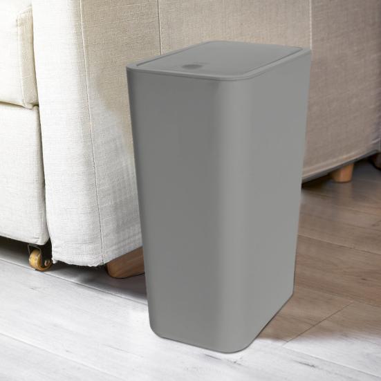 Bathroom Trash Can with Press Top Lid High Durability Large Capacity Solid Color Slim Wastebasket Garbage Can