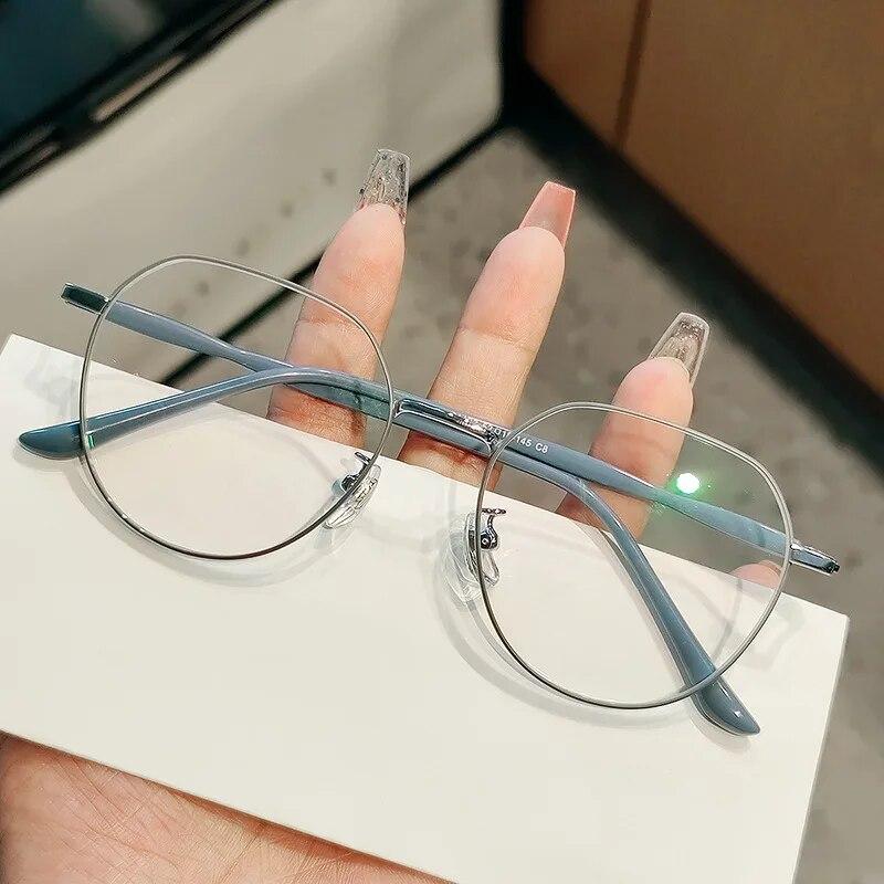 Высококачественные очки для близорукости в металлической оправе, модные антисиние очки с минусом диоптрий, женские сверхлегкие круглые компьютерные очки