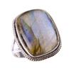 Natural Labradorite Gemstone 925 Solid Sterling Silver Jewelry Ring Size 8 d7S19