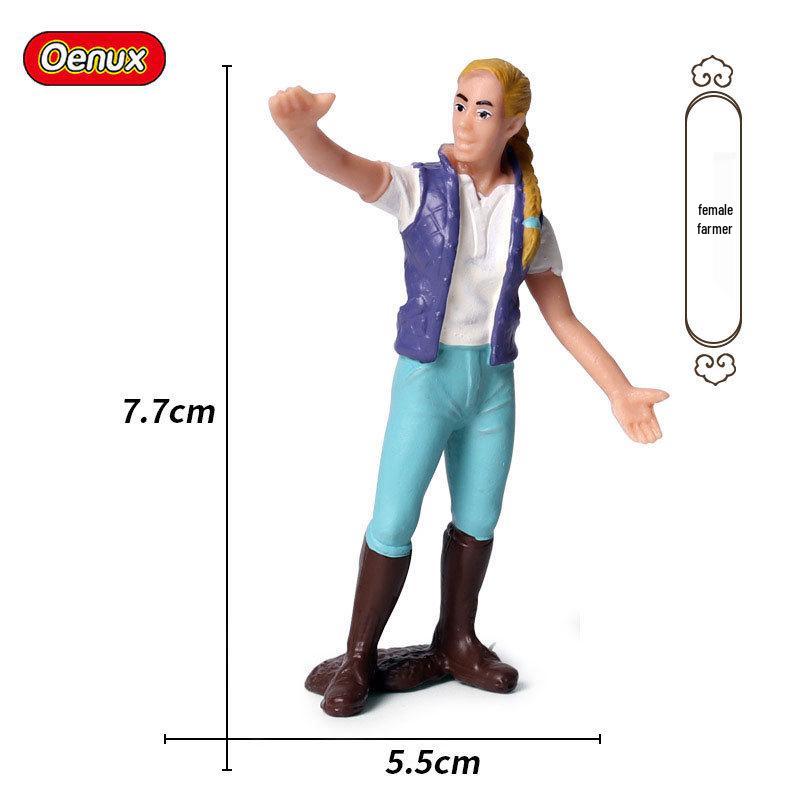 Plastic Farm Figures: Farmer, Woman, Ranch Worker, Police