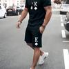 Men's Novelty Casual Short Sleeve T-shirt & Shorts Set, Two-piece Loungewear Outfits For Summer Printed Youth Sportswear Set Pajamas Sets