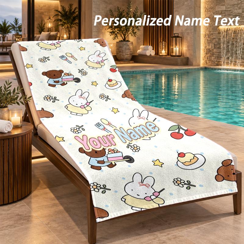 Miffy Custom Name Beach Towel Large Soft Towel for Indoor Bathroom Outdoor Beach