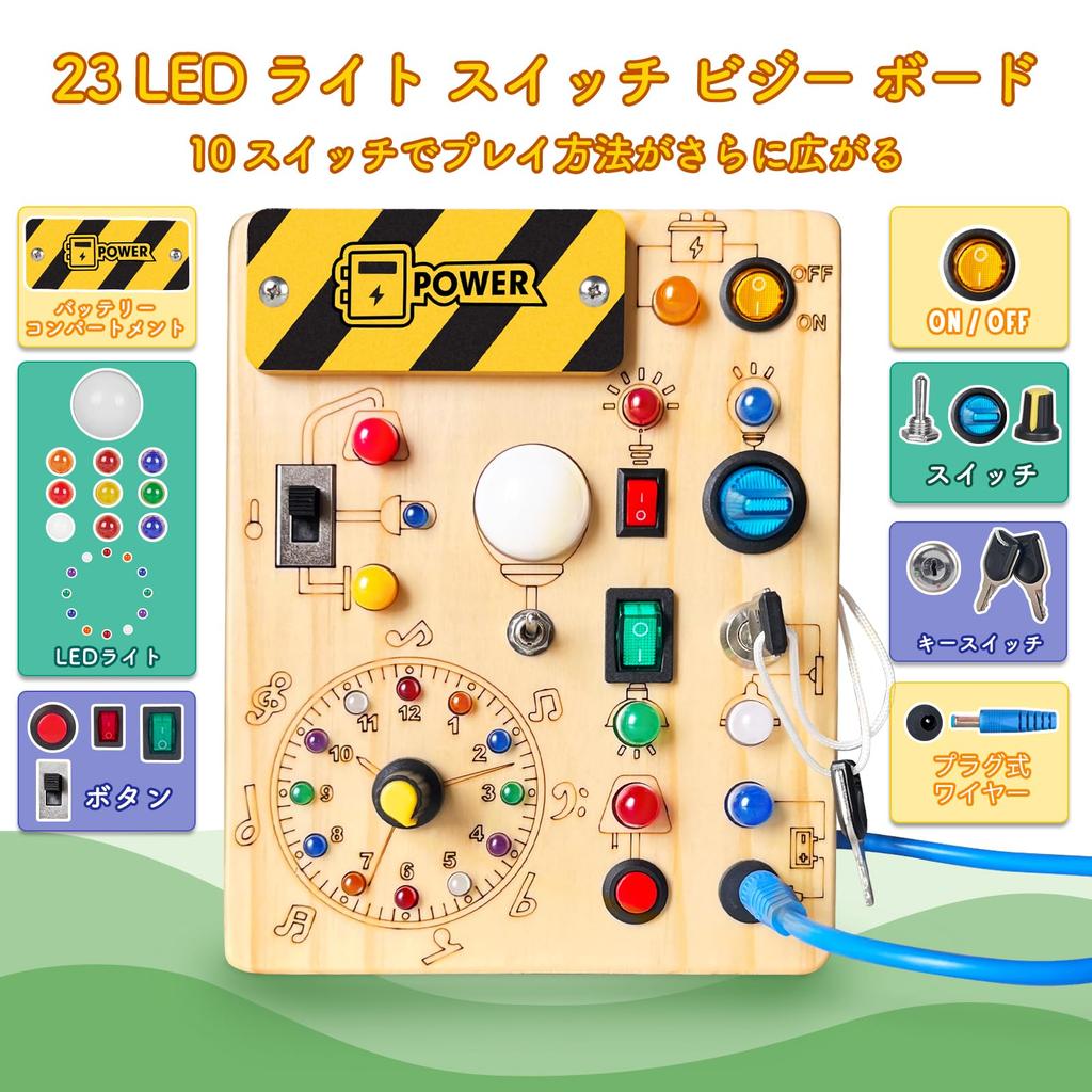 Iabedi Развивающая доска Монтессори для возраста Деревянная сенсорная дорожная игрушка для малышей Идеальный подарок для мальчиков возраста Доска Плюс Желтый 1-3, Игрушка, 1+ (Занятой V2), Середина,