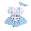 Baby Girls Easter Romper Dress Bunny Patch Egg Print Ruffled Short Sleeve Jumpsuit Headband Adorable Outfits