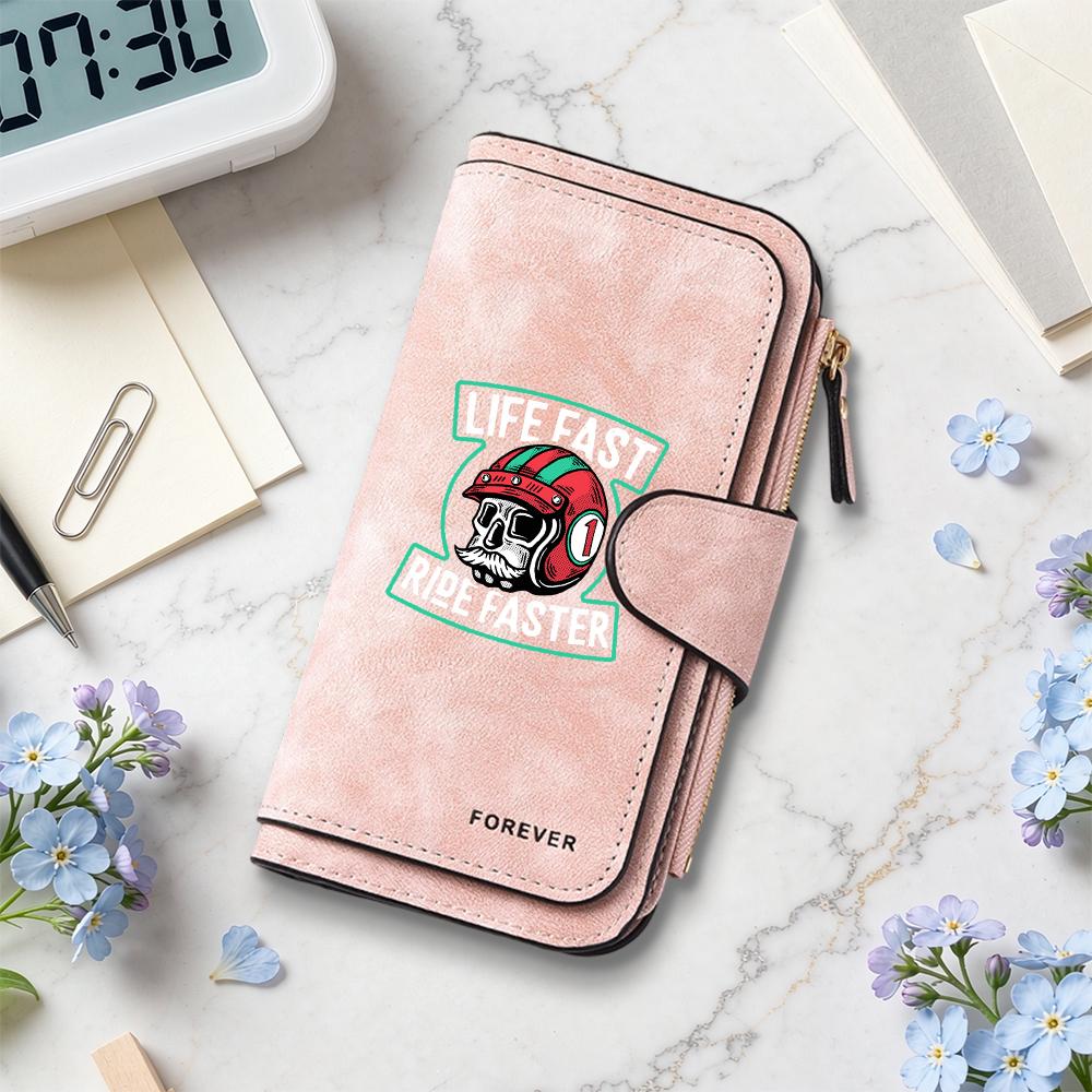 Vintage Skull Print Long Wallet Fashion Durable Portable Card Holder Daily Use Casual Purse