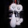 Подвеска из меха лисы для автомобиля с кристаллами, бриллиантами, жемчугом, лисьим хвостом, подвеска для зеркала заднего вида, украшение, креативные женские аксессуары для интерьера