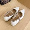 Rivet Pointed Temperament Mary Jane 2025 Summer Small Inner Height Increase Single Shoes Women Wear Shallow Patent Leather Boat Shoes