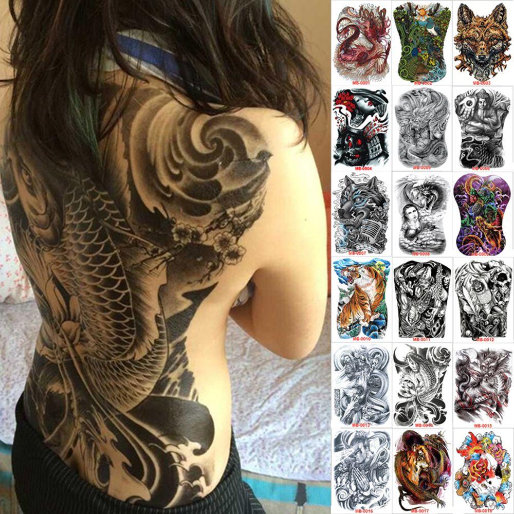 Wolf Large Tiger Dragon Full Back Tattoo Stickers Tattoo Sticker Waterproof Decal TemporaryTattoo