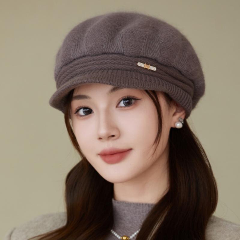 Шапка женская осенне-зимняя шапка вязаная шерстяная шапка зимняя теплая модная берет шапка из искусственного меха кролика
