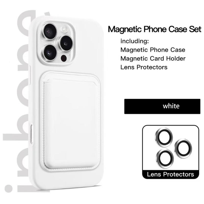 Для Magsafe Магнитный Кошелек Слот для Карт Роскошный Однотонный Мягкий Силиконовый Чехол для Телефона Для iPhone 16 Pro Max E 14 11 12 13 15 Pro Max