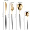 24Pcs Home Kitchen Tableware Stainless Steel Cutlery Set Dinnerware Forks Spoons Gold Plated Gift Box Set High Quality Polished Flatware Dinner Set