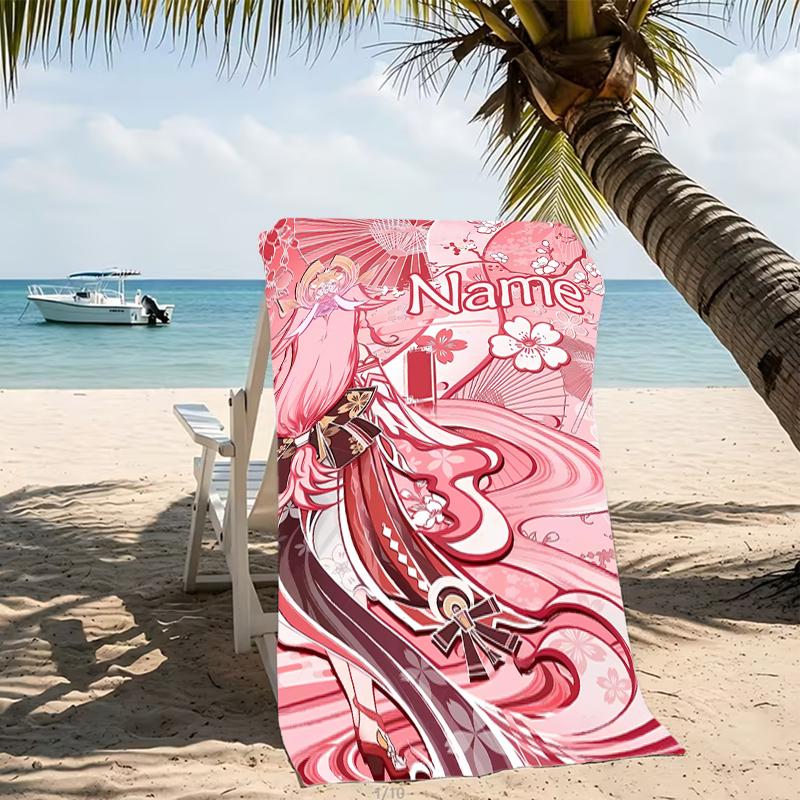 Customizable personalized beach towels Genshin Impact characters themed designs.Suitable for the beach, yoga, sports;ideal as beach accessories