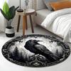 Circular Raven Mystical ForestPattern Round Shape Floor Mats Kitchen Hallway Runner Rug Bedroom Living Room Soft Carpet Non-slip Area Rug