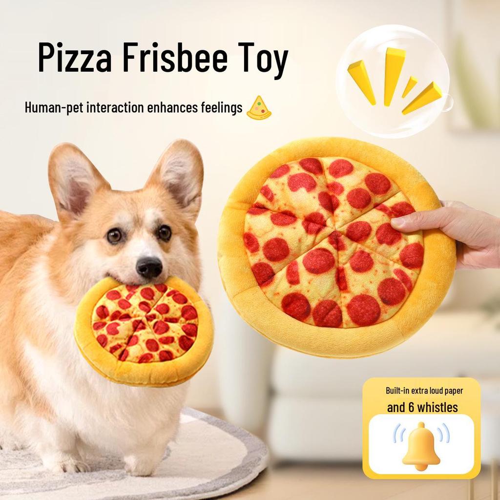 Plush Pizza Dog Toy: Bite-Resistant, Self-Play Molar Reliever for Small & Medium Dogs
