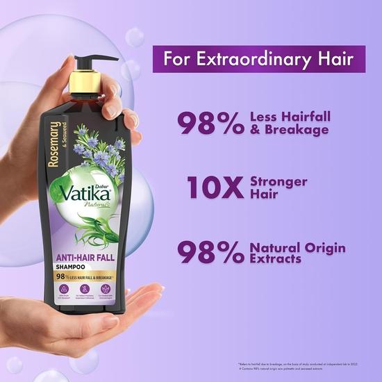 Dabur Шампунь против выпадения волос Vatika Rosemary & Seaweed - 640 мл | Уменьшает выпадение волос | Стимулирует рост и густоту волос | Создано совместно с дерматологом