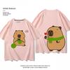 Capibala Capybara Junri MOE Cartoon Short Sleeve T-shirt Male and Female Couples 100% Cotton Loose Clothes Children's Summer