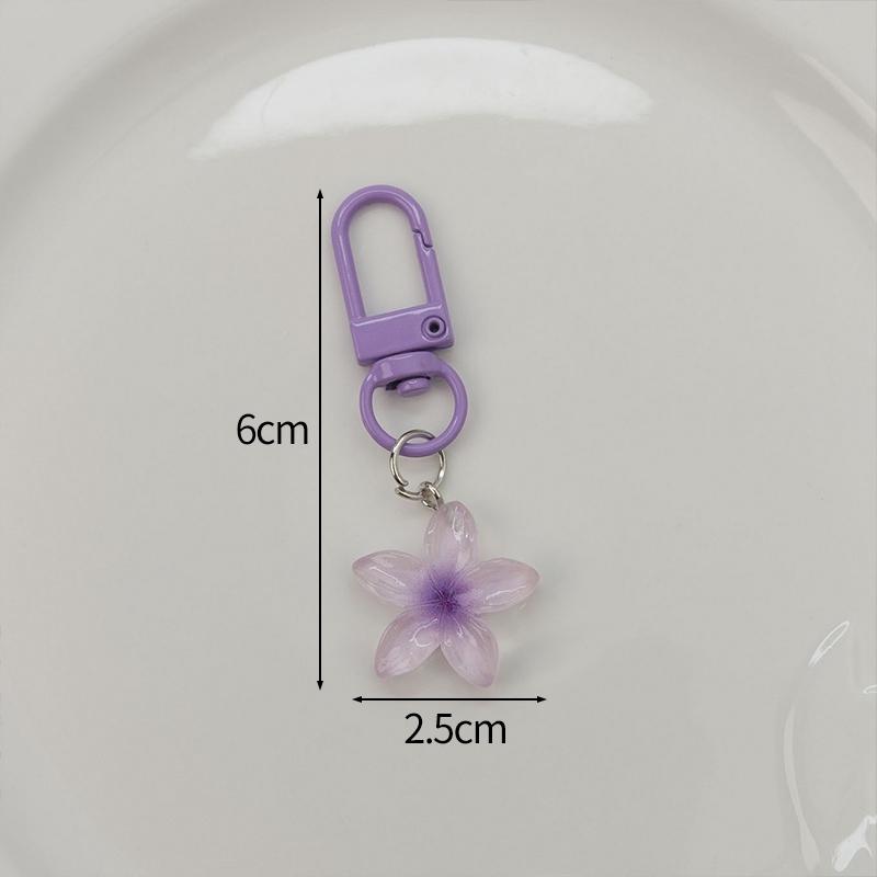 Lovely Sakura Flower Keychain Charm Cute Colored Transparent Flower Keychain Pendant Enamel Bag Hanging Pendent Charms Key Ring