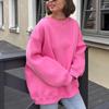Осенние свободные теплые флисовые пуловеры, женские толстовки с капюшоном, модные женские зимние однотонные хлопковые толстовки с круглым вырезом и капюшоном 29676