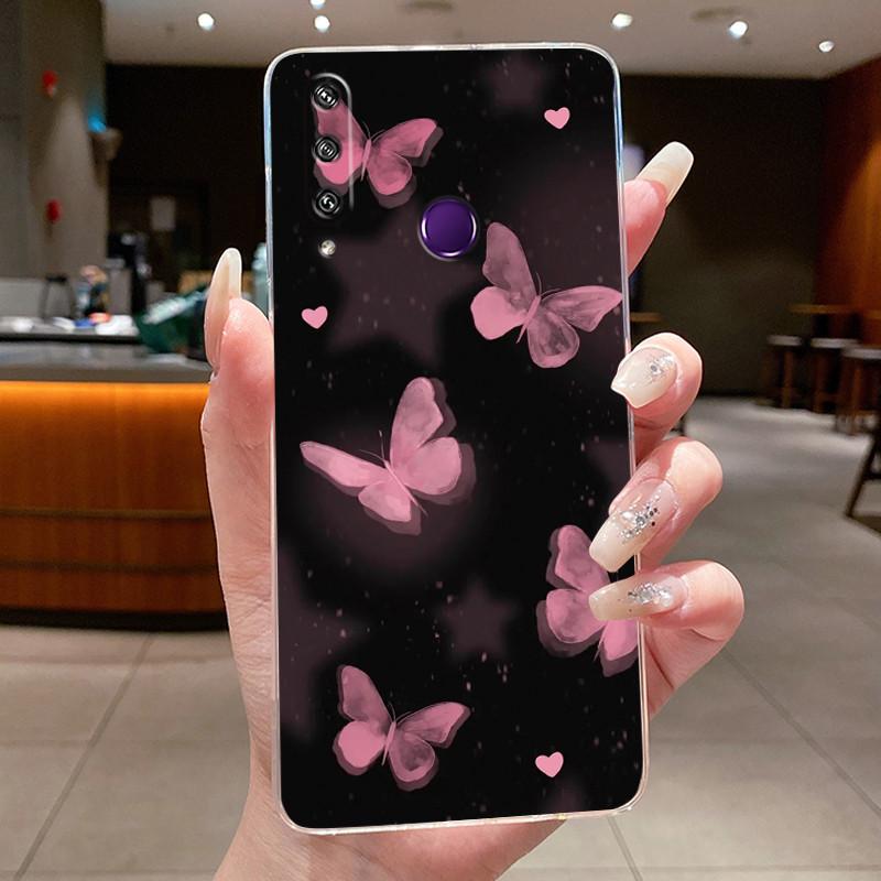 Для Huawei Y6p MED-LX9 MED-LX9N Чехол Huawei Y6p 2020 Чехол Роскошная Мода Бабочки Цветы Прозрачный Мягкий Силикон ТПУ Чехол для Телефона