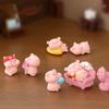 6Pieces Pink Pig Dolls Cartoon Animal Miniature Figurines for Car Rear View Mirror and Home Office Desktop Shelf Decors