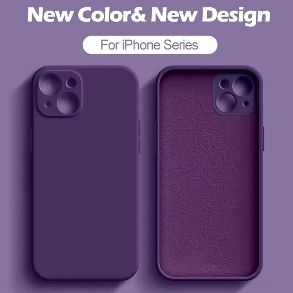 Чехол Full Protection Темно-фиолетовый Для iPhone 16 Жидкий силикон Чехол для телефона 11 12 13 14 15 Pro Max Mini X XS XR 7 8 14 15 16 Plus