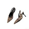 Fashion Large Size Leopard Print Women's Sandals Fashion Elegant High-heel Sandals Luxury New Zebra Print Shoes Ladies Back Empty Pumps