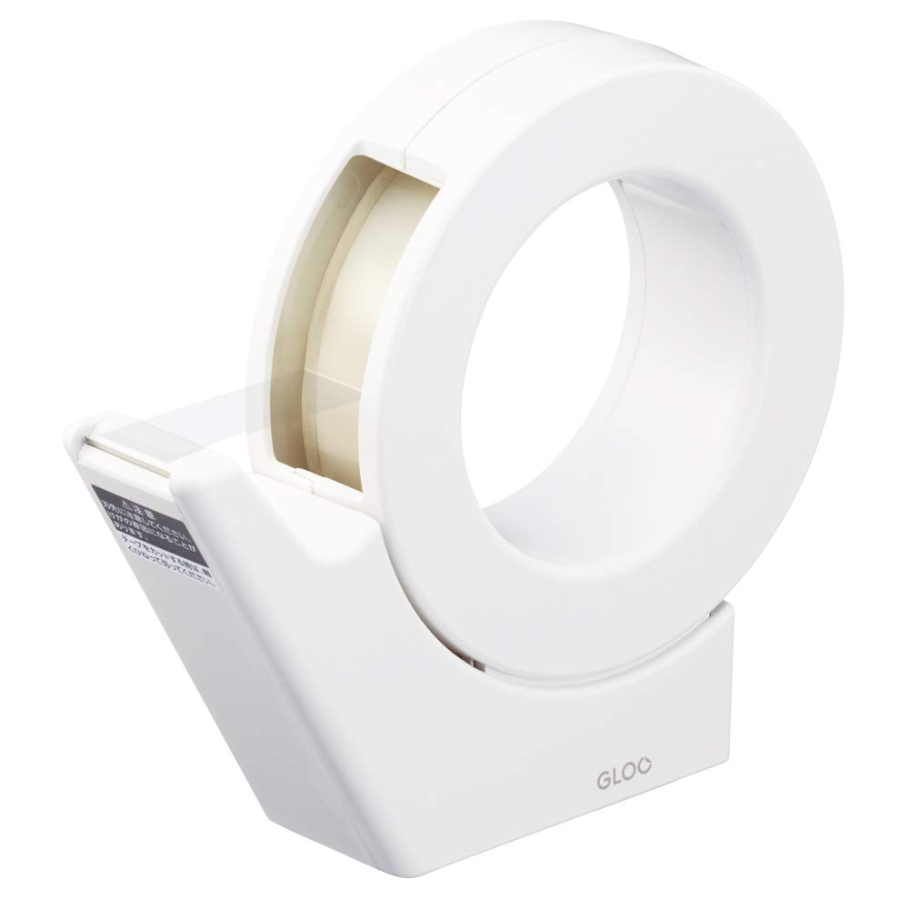 KOKUYO Tape Cutter GLOO Suction Cup Handy Type Large Roll Exclusive White Body Size H133xW38xD149mm/164g T-GM500W