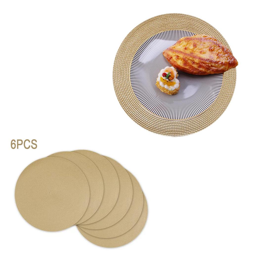 Набор из 6 предметов, коврик для еды, тканый круглый коврик, посуда, подставка для чашки