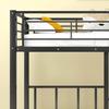 Iron Bed Triple Bed Bunk with Ladder for Children and Teenagers Fall Protection Rail Table Black 90x200cm x 3 Three Beds